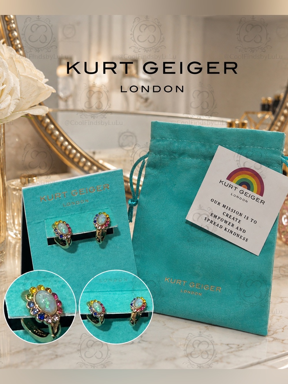 Kurt Geiger Multicolor Gemstone Hoop Earrings